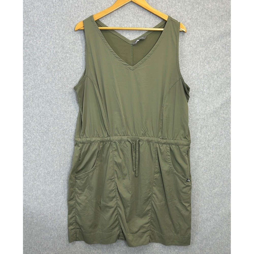 The North Face XL Aphrodite 2.0 Dress Olive Green Drawstring Sleeveless Gorpcore